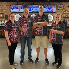 Load image into Gallery viewer, Custom Red Lightning US Flag Dartboard Patriotic Dart Team Men Polo Shirt Dart Jerseys IPHW10389