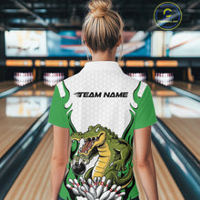 Load image into Gallery viewer, Custom Funny Alligator Bowling Women Polo Shirt, Alligator Green Bowling Team League Shirt IPHW10685