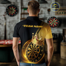 Load image into Gallery viewer, Custom Black And Gold Dartboard With Crown Dart Team Men Polo Shirts, Dart Jerseys IPHW9995