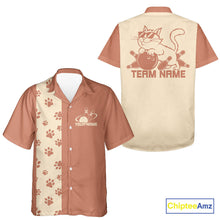 Load image into Gallery viewer, Custom Retro 50S Cat Bowling Button Up Shirt Men And Women, Vintage Cat Bowling Shirt IPHW10097