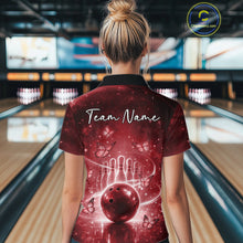 Load image into Gallery viewer, Custom Red Butterfly Women Bowling Quarter-Zip Shirt, Ladies Bowling League Shirt IPHW10921