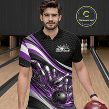 Load image into Gallery viewer, Custom Purple Flame Bowling Men Polo Shirt, Bowling Team League Shirt Bowler Jerseys IPHW11229