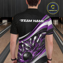 Load image into Gallery viewer, Custom Purple Flame Bowling Men Polo Shirt, Bowling Team League Shirt Bowler Jerseys IPHW11229