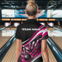 Load image into Gallery viewer, Custom Pink Flame Bowling Women Polo Shirt, Bowling Team League Shirt Bowler Jerseys IPHW11230