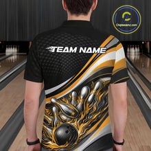 Load image into Gallery viewer, Custom Yellow Flame Bowling Men Polo Shirt, Bowling Team League Shirt Bowler Jerseys IPHW11231