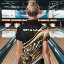 Load image into Gallery viewer, Custom Yellow Flame Bowling Women Polo Shirt, Bowling Team League Shirt Bowler Jerseys IPHW11231