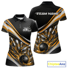 Load image into Gallery viewer, Custom Yellow Flame Bowling Women Polo Shirt, Bowling Team League Shirt Bowler Jerseys IPHW11231