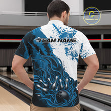 Load image into Gallery viewer, Custom Blue Flame Bowling Men Quarter-Zip Shirt, Bowling Team League Shirt Bowler Jerseys IPHW11243