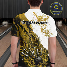 Load image into Gallery viewer, Custom Yellow Flame Bowling Men Polo Shirt, Bowling Team League Shirt Bowler Jerseys IPHW11245