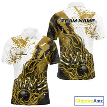 Load image into Gallery viewer, Custom Yellow Flame Bowling Men Polo Shirt, Bowling Team League Shirt Bowler Jerseys IPHW11245