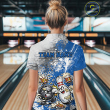 Load image into Gallery viewer, Custom Angry Bowling Ball And Pin Fight Funny Shirt, Blue Bowling And Beer Shirt IPHW11251