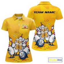 Load image into Gallery viewer, Custom Funny Bowling And Beer Women Polo Shirts, Bowling Ball And Pins Party Jerseys IPHW9827