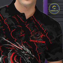 Load image into Gallery viewer, Custom Gray And Red Camo Dragon Claws Bowling Men Polo Shirts, Team Bowling Jerseys IPHW9855