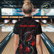 Load image into Gallery viewer, Custom Gray And Red Camo Dragon Claws Bowling Women Polo Shirts, Team Bowling Jerseys IPHW9855