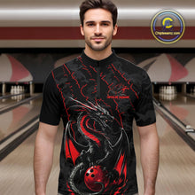 Load image into Gallery viewer, Custom Gray And Red Camo Dragon Claws Bowling Men Quarter-Zip Shirts, Team Bowling Jerseys IPHW9855