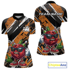 Load image into Gallery viewer, Custom Funny Bowling Ball Drink Beer Bowling Women Quarter-Zip Shirt, Orange Team Shirt IPHW10118