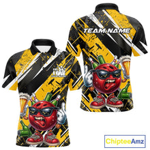 Load image into Gallery viewer, Custom Funny Bowling Ball Drink Beer Bowling Men Polo Shirt, Grunge Yellow Team Shirt IPHW10119