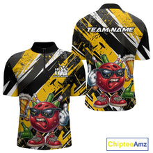 Load image into Gallery viewer, Custom Funny Bowling Ball Drink Beer Bowling Men Quarter-Zip Shirt, Grunge Yellow Team Shirt IPHW10119