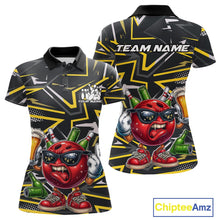 Load image into Gallery viewer, Custom Funny Bowling Ball Drink Beer Bowling Women Polo Shirt, Yellow Bowling Team Shirt IPHW10120