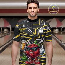 Load image into Gallery viewer, Custom Funny Bowling Ball Drink Beer Bowling Men Quarter-Zip Shirt, Yellow Bowling Team Shirt IPHW10120