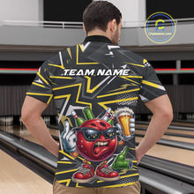 Load image into Gallery viewer, Custom Funny Bowling Ball Drink Beer Bowling Men Quarter-Zip Shirt, Yellow Bowling Team Shirt IPHW10120