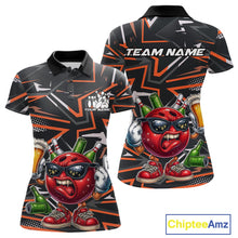 Load image into Gallery viewer, Custom Funny Bowling Ball Drink Beer Bowling Women Polo Shirt, Orange Bowling Team Shirt IPHW10121