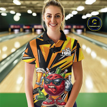 Load image into Gallery viewer, Custom Funny Bowling Ball Drink Beer Bowling Women Polo Shirt, Yellow Bowling Team Shirt IPHW10123