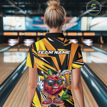 Load image into Gallery viewer, Custom Funny Bowling Ball Drink Beer Bowling Women Polo Shirt, Yellow Bowling Team Shirt IPHW10123