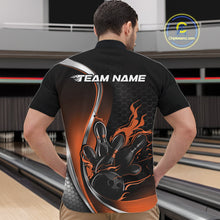 Load image into Gallery viewer, Custom Orange Flame Bowling Men Jerseys, Bowling Team League Shirt Bowlers Jerseys IPHW11303