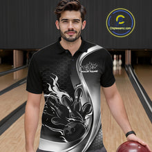 Load image into Gallery viewer, Custom Black And Gray Flame Bowling Men Jerseys, Bowling League Shirt Bowlers Jerseys IPHW11304