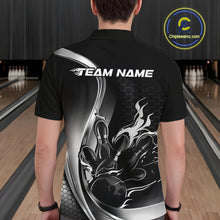 Load image into Gallery viewer, Custom Black And Gray Flame Bowling Men Jerseys, Bowling League Shirt Bowlers Jerseys IPHW11304