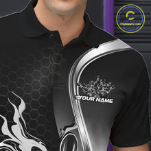 Load image into Gallery viewer, Custom Black And Gray Flame Bowling Men Jerseys, Bowling League Shirt Bowlers Jerseys IPHW11304