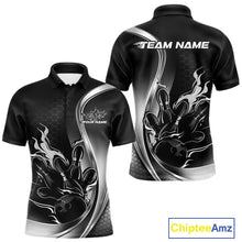 Load image into Gallery viewer, Custom Black And Gray Flame Bowling Men Jerseys, Bowling League Shirt Bowlers Jerseys IPHW11304