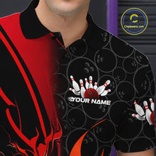 Load image into Gallery viewer, Custom Red Flame Bowling Pattern Bowling Men Polo Shirt, Bowling Team League Shirt IPHW9881