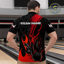 Load image into Gallery viewer, Custom Red Flame Bowling Pattern Bowling Men Quarter-Zip Shirt, Bowling Team League Shirt IPHW9881