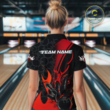 Load image into Gallery viewer, Custom Red Flame Bowling Pattern Bowling Women Quarter-Zip Shirt, Bowling League Shirt IPHW9881
