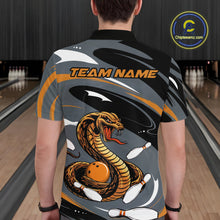 Load image into Gallery viewer, Custom Gray And Yellow Cobra Snake Bowling Polo Shirt For Men, Cobra Bowling Team Jersey IPHW9892