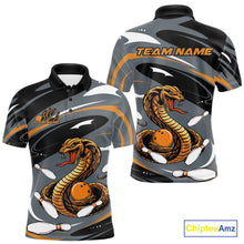 Load image into Gallery viewer, Custom Gray And Yellow Cobra Snake Bowling Polo Shirt For Men, Cobra Bowling Team Jersey IPHW9892