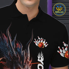 Load image into Gallery viewer, Custom Smoke Flame Dragon Bowling Polo Shirt For Men, Dragon Bowling Team Jerseys IPHW9904