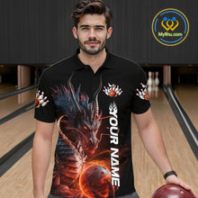 Load image into Gallery viewer, Custom Smoke Flame Dragon Bowling Polo Shirt For Men, Dragon Bowling Team Jerseys IPHW9904