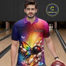 Load image into Gallery viewer, Custom Colorful Rainbow Colors Butterfly Bowling Team Shirt For Men, Bowling League Shirt IPHW11035