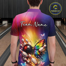 Load image into Gallery viewer, Custom Colorful Rainbow Colors Butterfly Bowling Team Shirt For Men, Bowling League Shirt IPHW11035