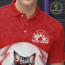 Load image into Gallery viewer, Custom Cool Maine Coon Cat With Funny Gesture Bowling Men Polo Shirt, Bowling Team Outfit IPHW11046