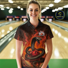 Load image into Gallery viewer, Custom Red Flame Black Mamba Snake Bowling Women Polo Shirt, Snake Bowling Team Jerseys IPHW10149