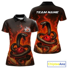 Load image into Gallery viewer, Custom Red Flame Black Mamba Snake Bowling Women Polo Shirt, Snake Bowling Team Jerseys IPHW10149