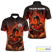 Load image into Gallery viewer, Custom Red Flame Black Mamba Snake Bowling Men Polo Shirt, Snake Bowling Team Jerseys IPHW10149