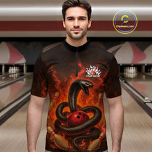 Load image into Gallery viewer, Custom Red Flame Black Mamba Snake Bowling Men Quarter-Zip Shirt, Snake Bowling Team Jerseys IPHW10149