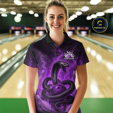 Load image into Gallery viewer, Custom Purple Flame Black Mamba Snake Bowling Women Polo Shirt, Snake Bowling Jerseys IPHW10150
