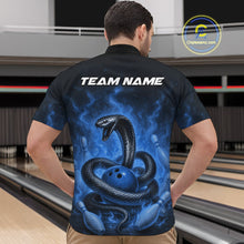 Load image into Gallery viewer, Custom Blue Flame Black Mamba Snake Bowling Men Quarter-Zip Shirt, Snake Bowling Team Jerseys IPHW10151