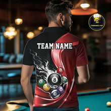 Load image into Gallery viewer, Custom Black And Red Flame Billiard Men Polo Shirts, Billiard Team Jerseys IPHW11343